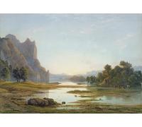SERENDIPITP Imagen de Lienzo Lienzo Cuadro Pintura Murales Decor Puesta de sol sobre un paisaje fluvial de Danby para Decoraciones del Hogar 60x90cm