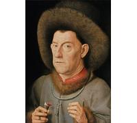 SERENDIPITP Imagen de Lienzo Lienzo Cuadro Pintura Murales Decor Retrato de un hombre con clavel y la orden de San de Jan Van Eyck para Decoraciones del Hogar 60x90cm
