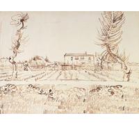 SERENDIPITP Imagen de Lienzo Lienzo Cuadro Pintura Murales Decor Trabajando los campos en Arles Obrero en los campos en Arles de Vincent van Gogh para Decoraciones del Hogar 60x90cm