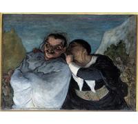 SERENDIPITP Impresión Imagen Modernos Cuadro Pintura al óleo Clásicas Crispin y Scapin También dice Scapin y Silvestre de Honoré Daumier para Decoraciones del Hogar 60x90cm