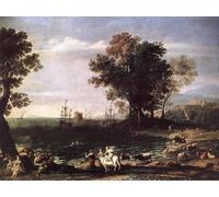 SERENDIPITP Impresión Imagen Modernos Cuadro Pintura al óleo Clásicas El rapto de Europa de Claude Lorrain para Decoraciones del Hogar 60x90cm