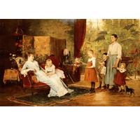 SERENDIPITP Impresión Imagen Modernos Cuadro Pintura al óleo Clásicas La fiesta de la dama de la mansión de Mihaly Munkacsy para Decoraciones del Hogar 60x90cm
