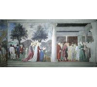 SERENDIPITP Lienzo Poster Cuadro Moderno Impresión Lienzo Impresión Pintura Adoración del Bosque Sagrado y Encuentro de la Reina de Piero Della Francesca para Decoración de Paredes 60x90cm