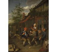 SERENDIPITP Lienzo Poster Cuadro Moderno Impresión Lienzo Impresión Pintura Campesinos bebiendo afuera de una posada por Adriaen Jansz Van Ostade para Decoración de Paredes 60x90cm
