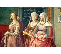 SERENDIPITP Lienzo Poster Cuadro Moderno Impresión Lienzo Impresión Pintura Damas florentinas del nacimiento de san Juan Bautista de Domenico Ghirlandaio para Decoración de Paredes 60x90cm