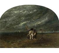 SERENDIPITP Lienzo Poster Cuadro Moderno Impresión Lienzo Impresión Pintura Pescador cabalgando sobre la de David Cox para Decoración de Paredes 60x90cm
