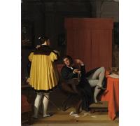 SERENDIPITP Pintura al óleo Clásicas Cuadro en Lienzo Decorativo Cuadro Aretino y el enviado de Carlos V de Jean Auguste Ingres para la Decoración del Hogar del Dormitorio 60x90cm