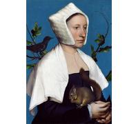 SERENDIPITP Pintura al óleo Clásicas Cuadro en Lienzo Decorativo Cuadro Dama con una ardilla y un estornino de Hans Holbein The Younger para la Decoración del Hogar del Dormitorio 60x90cm