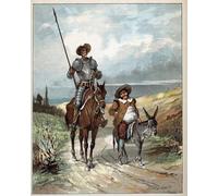 SERENDIPITP Pintura al óleo Clásicas Cuadro en Lienzo Decorativo Cuadro Don Quijote y Sancho Panza de Jules David para la Decoración del Hogar del Dormitorio 60x90cm