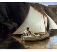 SERENDIPITP Pintura al óleo Clásicas Cuadro en Lienzo Decorativo Cuadro El pequeño barquen de Emile Friant para la Decoración del Hogar del Dormitorio 60x90cm