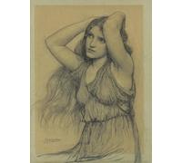 SERENDIPITP Pintura al óleo Clásicas Cuadro en Lienzo Decorativo Cuadro La dama de Shalott de John William Waterhouse para la Decoración del Hogar del Dormitorio 60x90cm