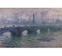 SERENDIPITP Pintura al óleo Clásicas Cuadro en Lienzo Decorativo Cuadro Puente de Waterloo de Claude Monet para la Decoración del Hogar del Dormitorio 60x90cm