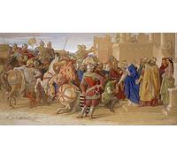 SERENDIPITP Pintura Murales los Caballeros de la Mesa Redonda a Punto de Partir en la Búsqueda del Santo Grial por William Dyce para la Decoración del Hogar del Dormitorio 60x90cm