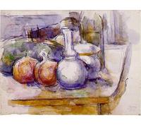 SERENDIPITP Vintage Lienzo Pintura Pintura Murales Lienzo Decorativo Para Pared Bodegón Jarra Botella Granadas Sandía de Paul Cézanne para la Decoración del Hogar del Dormitorio 60x90cm