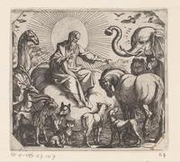 SERENDIPITP Vintage Lienzo Pintura Pintura Murales Lienzo Decorativo Para Pared Dios crea los animales en la tierra de Antonio Tempesta para la Decoración del Hogar del Dormitorio 60x90cm