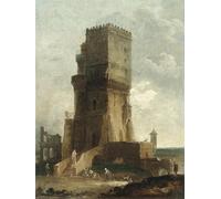 SERENDIPITP Vintage Lienzo Pintura Pintura Murales Lienzo Decorativo Para Pared un Capriiicho de la Torre de Benevento de Hubert Robert para la Decoración del Hogar del Dormitorio 60x90cm