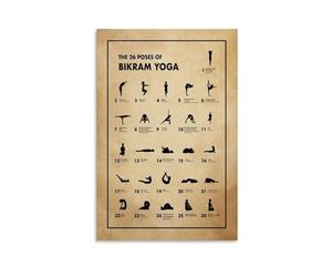 Serene Bikram Yoga Canvas - The 26 Poses Collection Art Print for Mindfulness, Home Practice and Relaxation Corner(Unframed,16x24inch(40x60cm))