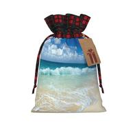 Serene Coastal - Bolsa de regalo artesanal de arpillera con cordón, una elegante bolsa de regalo textil perfecta para cualquier ocasión