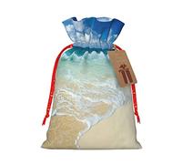 Serene Coastal - Bolsa de regalo con cordón, bolsa de regalo artística de tela de Navidad, encantadora bolsa de arpillera para todas las ocasiones