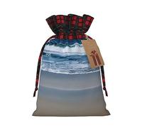 Serene Coastal - Bolsa de regalo reutilizable con cordón, perfecta para estaciones festivas, bolsa de arte y manualidades