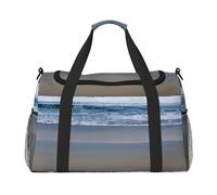Serene Coastal Print - Bolsa de lona grande de viaje para fin de semana para mujer, bolsa de mano, Negro -, Talla única