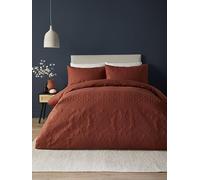 Serene - Funda de Edredón Pinsonic Terracota King (230 x 220 cm) - Ropa de Cama Bordada en Relieve - Juego de Cama de Lujo Tradicional