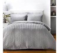 Serene Funda nórdica y dos fundas de almohada, 52% poliéster/48% algodón, gris, king size