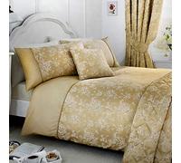 Serene - Jasmine - Juego de Funda de edredón de fácil Cuidado | Tamaño de Cama Doble | Ropa de Cama Dorada champán