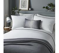 Serene Juego de Funda de edredón Pom Pom, fácil Cuidado, Gris, Matrimonio