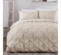 Serene Lindly Pintuck - Funda nórdica de Microfibra Suave al Tacto, con Pliegues de Diamante, tamaño King Size (230 x 220 cm), Color Natural