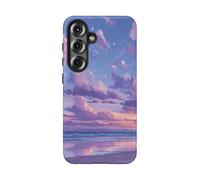 Serene Purple Sunset Beach - Funda rígida mate compatible con Samsung Galaxy S25