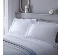 Serene 'Renacimiento' Bordado Encaje Juego de Funda nórdica para Cama Individual, Color Blanco, Blanco, Suelto
