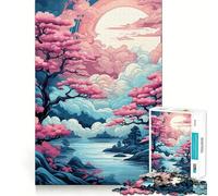 Serene Sakura︰ Dreamscape at Dusk Rompecabezas de 1000 Piezas para Adolescentes Juguete Mental Tiempo de Paz Corte Premium Regalo artístico (38x26cm)