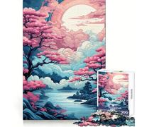 Serene Sakura︰ Dreamscape at Dusk Rompecabezas de 1000 Piezas para Adolescentes Juguete Mental Tiempo de Paz Corte Premium Regalo artístico (38x26cm)