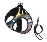 Serene Seaside Sunset Print - Arnés para perro pequeño con correa, no Escape Easy Walk arneses para cachorros para entrenamiento y caminar