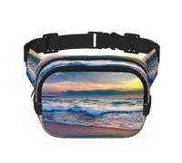 Serene Seaside Sunset - Riñonera con extensor para hombres y mujeres, riñonera con bolsillos con cremallera, Negro -, Talla única