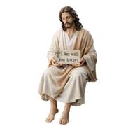 Serene Sitting Jesus Desk Statue,Handcrafted Resin Figurine with Inspirational Sign,Calming Shelf & Desk Decor for Home,Office,and Christian Gifts (Big)