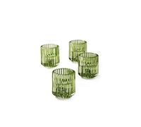 Serene Spaces Living Juego de 4 Soportes votivos de Cristal Acanalado Verde, Bodas y decoración del hogar, Mide 5,7 cm de Alto y 5 cm de diámetro