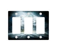Serene Tree - Placa de cubierta para interruptor de luz, raíces blancas etéreas para decoración del hogar, elegantes placas de pared termoplásticas, tamaño estándar, placa de pared de 3 bandas