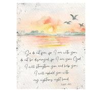 Serene Watercolor Faith Poster - Isaiah 41:10 Bible Verse Print, “Do Not Fear” Decor for Bedroom, Prayer Room & Office(Framed,16x24inch(40x60cm))