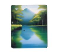Serene Waters - Alfombrilla de mouse multicolor con borde de bloqueo de goma gruesa de 7.9 x 9.5 pulgadas para oficina, juegos, estudio y escritorio de trabajo
