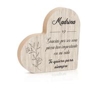 SereneGLow Regalo Madrina Navidad, Placa Corazón de Madera 2 cm Grosor, Quieres Ser Mi Madrina, Regalos Para Madri, Regalos para Padrinos de Bautizo Madi, Regalo Padrinos Bautizo Cumpleaños Tía