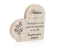SereneGLow Regalo Padrino, Placa Corazón de Madera 2 cm Grosor, Quieres Ser Mi Padrino, Regalo Padrinos Navidad Regalos, Regalos para Padrinos de Bautizo, Obsequio para el Bautizo Cumpleaños