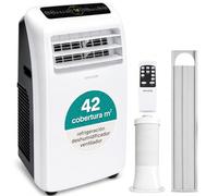 SereneLife Aire Acondicionado Portátil, 12.000 BTU, Móvil, Calefactor, Silencioso, Deshumidificador, Ventilador, Kit Escape Ventana, Control Remoto, Blanco, Portátil para Todo el Año