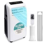 SereneLife Aire Acondicionado Portátil, 12.000 BTU, Móvil, Silencioso, Deshumidificador, Ventilador, Kit Escape Ventana, Mando a Distancia, Ideal para Casa y Oficina
