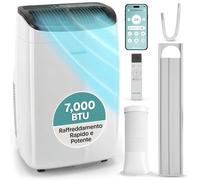 SereneLife Aire Acondicionado Portátil 7.000 BTU WiFi, 2,35 kW, 3 en 1: Refrigeración, Deshumidificador y Ventilador, Control por App, Silencioso, Kit de Ventana Incluido