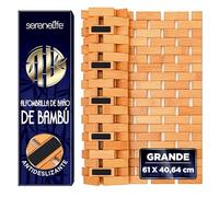 SereneLife Alfombra de Bambú para Baño y Ducha - Diseño con Lamas, Antideslizante con Agarre Extra, Natural, Enrollable y Fácil de Limpiar, para SPA y Sauna