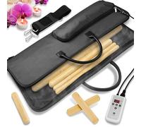 SereneLife Bamboo Set de Palos de Masaje Caliente - Kit Portátil de Masaje Eléctrico con Control Digital de Temperatura, Bolsa Calentadora, 8 Palos de Masaje