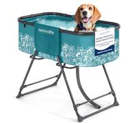 SereneLife bañera para Perros, Plegable, Altura Ajustable, con Manguera de Drenaje y Bolsillos de Almacenamiento, para Uso en Interiores y Exteriores