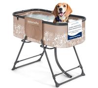 SereneLife bañera para Perros, Plegable, Altura Ajustable, con Manguera de Drenaje y Bolsillos de Almacenamiento, para Uso en Interiores y Exteriores